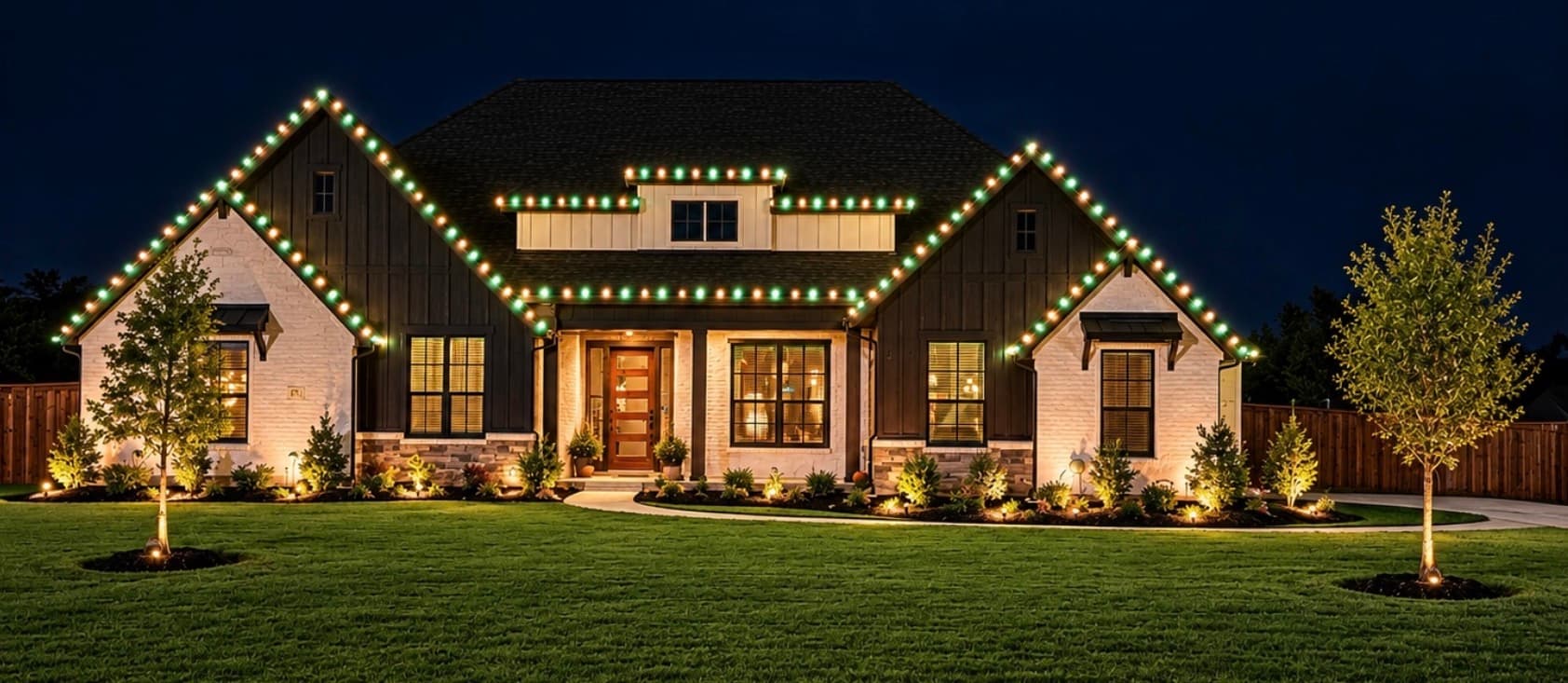 Modern farmhouse permanent trim lighting project